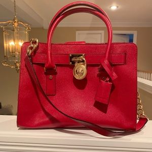 Michael Kors Red Small Hamilton Satchel